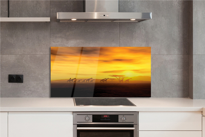 Painel de vidro Girafa árvore nuvens céu