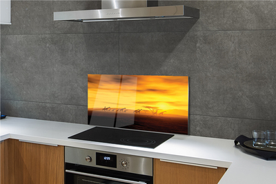 Painel de vidro Girafa árvore nuvens céu