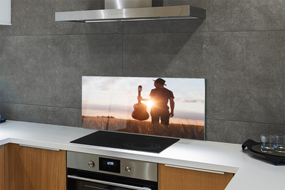 Painel de vidro Homem da guitarra