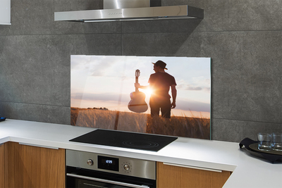 Painel de vidro Homem da guitarra