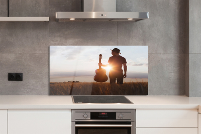 Painel de vidro Homem da guitarra