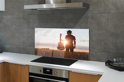 Painel de vidro Homem da guitarra