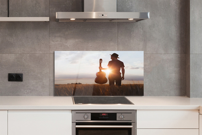 Painel de vidro Homem da guitarra