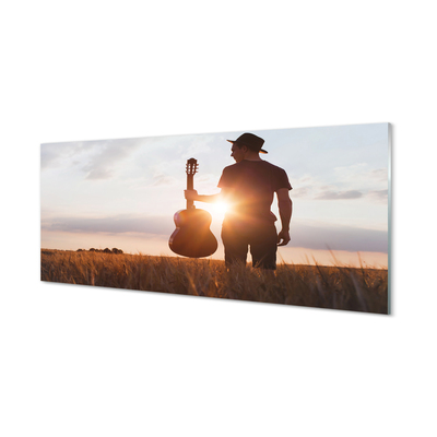 Painel de vidro Homem da guitarra