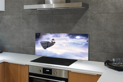 Painel de vidro Céu de fadas nuvens lua