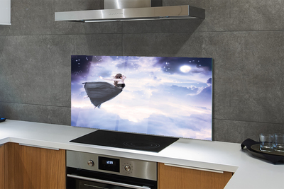 Painel de vidro Céu de fadas nuvens lua