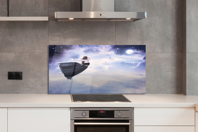 Painel de vidro Céu de fadas nuvens lua