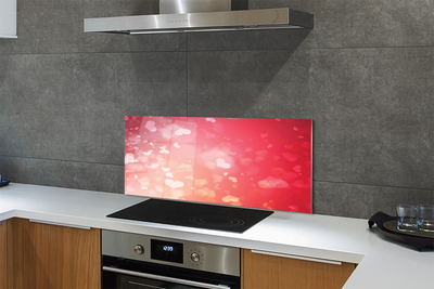 Painel de vidro Corações fundo vermelho
