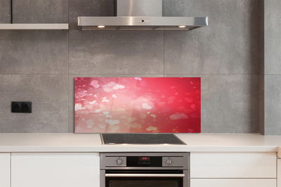 Painel de vidro Corações fundo vermelho