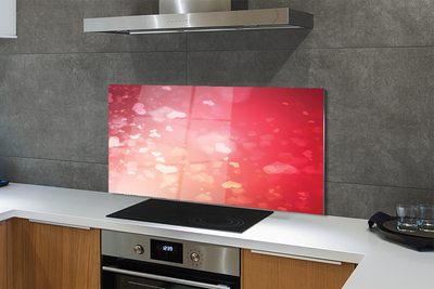 Painel de vidro Corações fundo vermelho