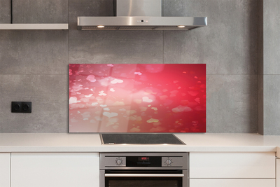 Painel de vidro Corações fundo vermelho
