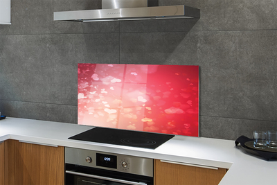 Painel de vidro Corações fundo vermelho