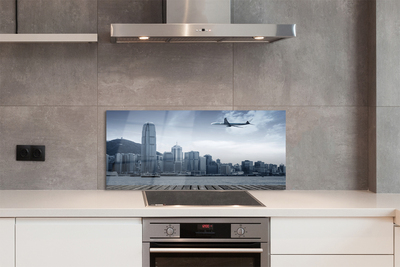 Painel de vidro Nuvens de cidade de avião