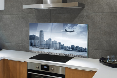 Painel de vidro Nuvens de cidade de avião