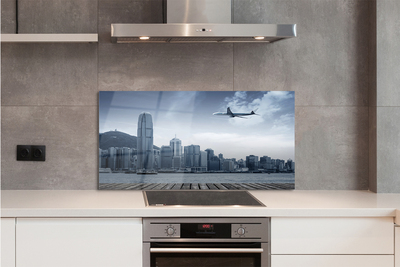 Painel de vidro Nuvens de cidade de avião