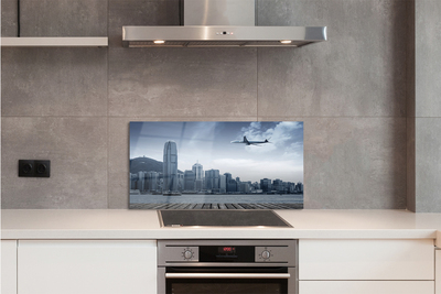 Painel de vidro Nuvens de cidade de avião