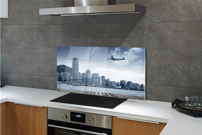 Painel de vidro Nuvens de cidade de avião