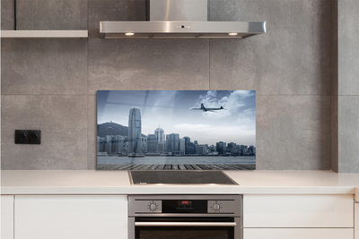 Painel de vidro Nuvens de cidade de avião