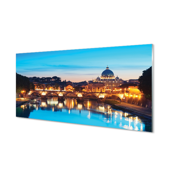 Painel de vidro Pontes do Rio Pôr do Sol em Roma