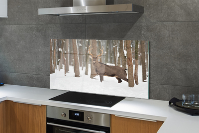 Painel de vidro Floresta de inverno de veados