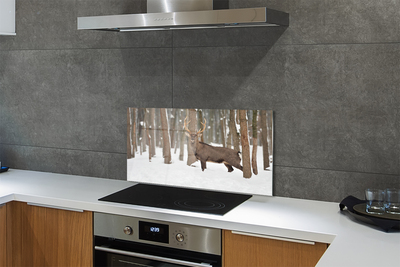 Painel de vidro Floresta de inverno de veados