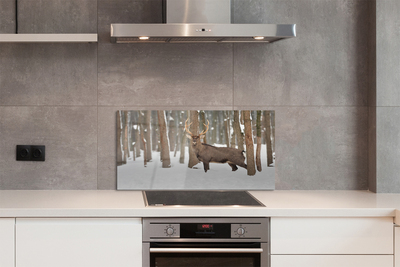 Painel de vidro Floresta de inverno de veados