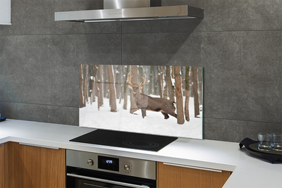 Painel de vidro Floresta de inverno de veados