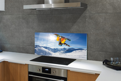 Painel de vidro Homem de prancha montanha