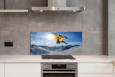 Painel de vidro Homem de prancha montanha