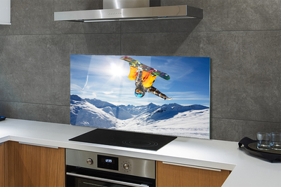 Painel de vidro Homem de prancha montanha