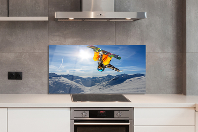 Painel de vidro Homem de prancha montanha