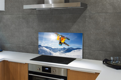 Painel de vidro Homem de prancha montanha