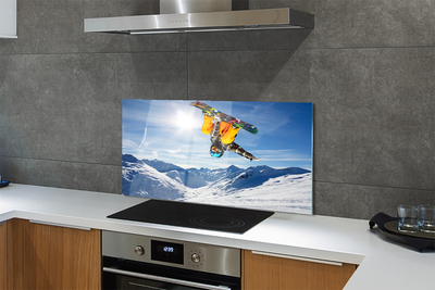 Painel de vidro Homem de prancha montanha