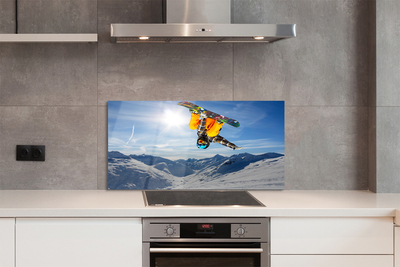 Painel de vidro Homem de prancha montanha