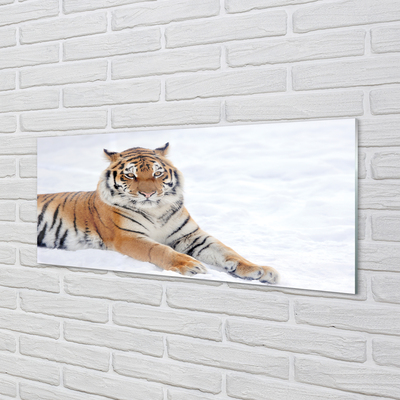 Painel de vidro Tigre de neve do inverno