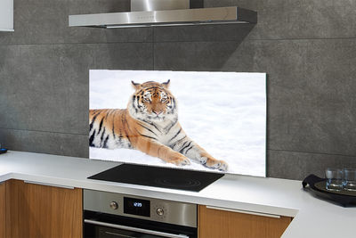 Painel de vidro Tigre de neve do inverno
