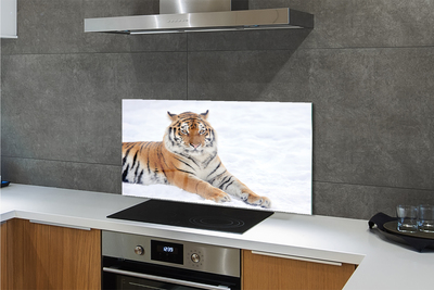 Painel de vidro Tigre de neve do inverno