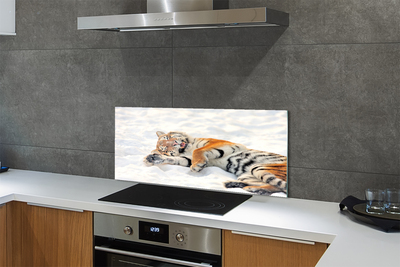 Painel de vidro Tigre de neve do inverno