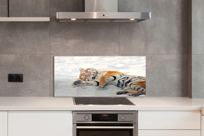 Painel de vidro Tigre de neve do inverno