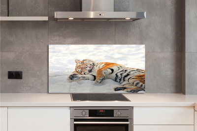 Painel de vidro Tigre de neve do inverno