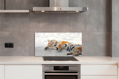 Painel de vidro Tigre de neve do inverno