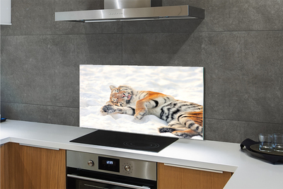 Painel de vidro Tigre de neve do inverno