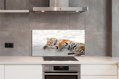 Painel de vidro Tigre de neve do inverno