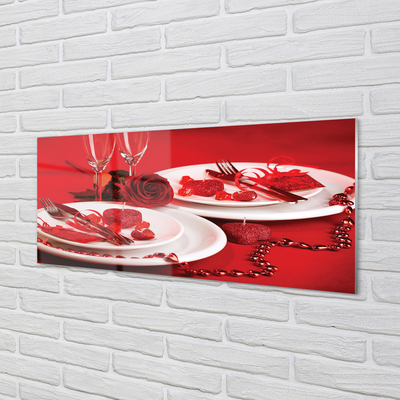 Painel de vidro Óculos de coração de rosa