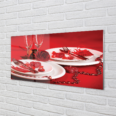 Painel de vidro Óculos de coração de rosa