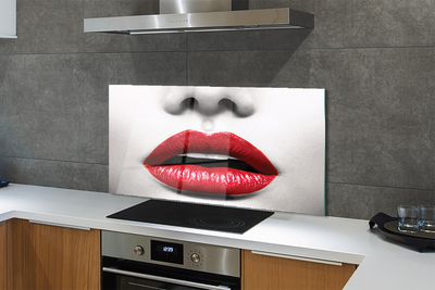 Painel de vidro Mulher com nariz e lábios vermelhos