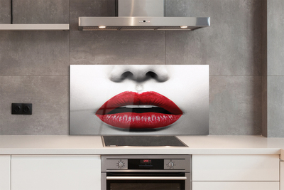 Painel de vidro Mulher com nariz e lábios vermelhos