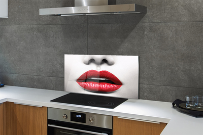 Painel de vidro Mulher com nariz e lábios vermelhos