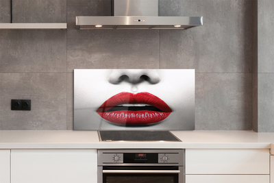 Painel de vidro Mulher com nariz e lábios vermelhos