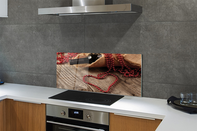 Painel de vidro Contas de coração de vinho